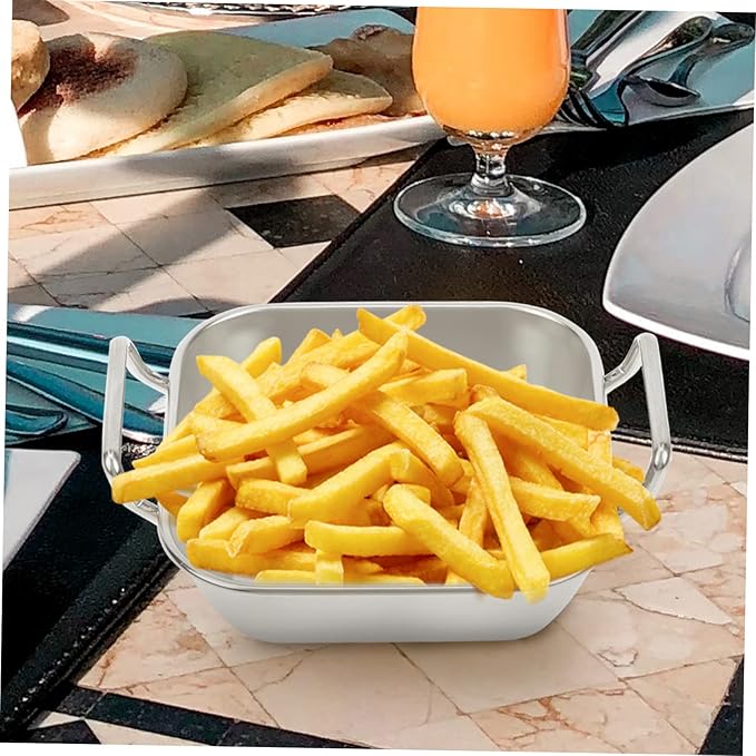 Grill Serving Tray Snack Holder Fried Chicken Basket Thickened Dessert Tray French Fries Plate Double Handled