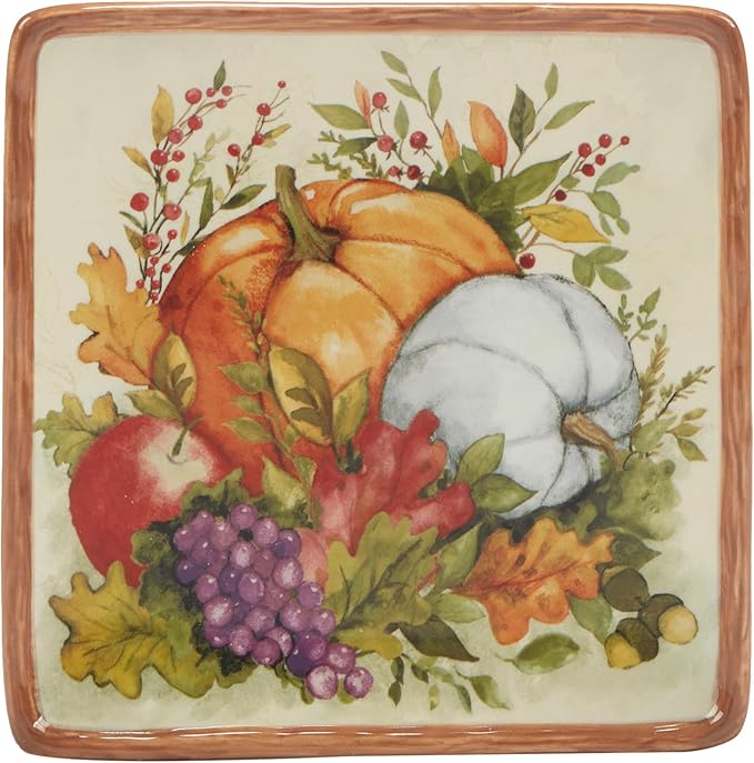 Certified International Harvest Blessings 6" Luncheon/Canape Plate, Multicolor, Small, Set of 4 (Pack of 2)