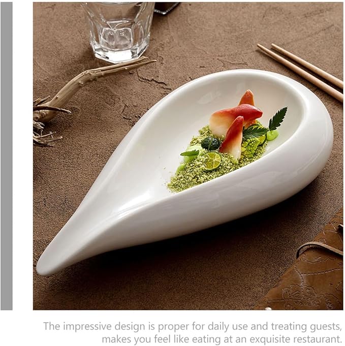 PRETYZOOM Ceramic Serving Plate Unique Food Display Dish for Appetizers Fruits and Soups for Home Parties and Restaurants