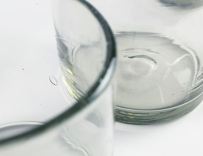Handmade con Amor - 7 oz Hand Blown Mexican Drinking Glasses - Set of 2, 7 fl oz each, Clear