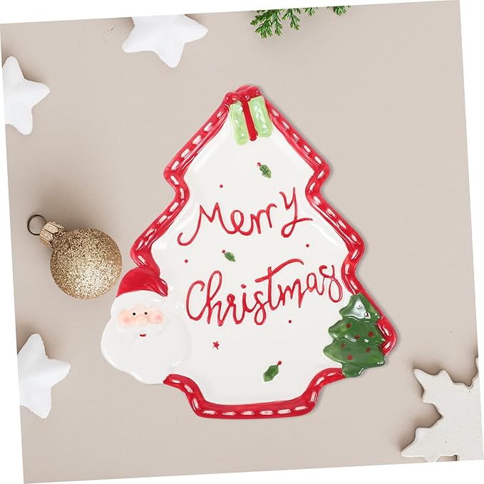 Christmas Tree Ceramic Plate Versatile Dipping Dish for Condiments Fruits Nuts Unique Holiday Serving Platter for Festive Table Settings