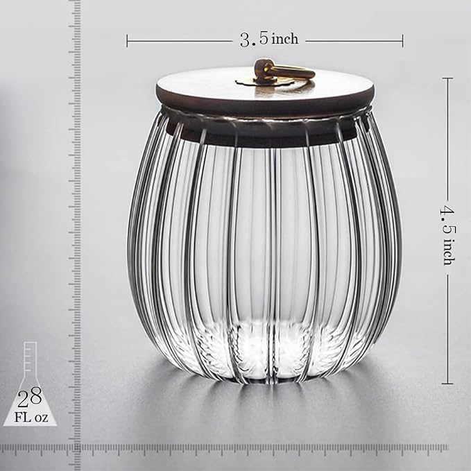 Glass Jars with Bamboo Lids, 23 FL OZ Glass Containers with Airtight Lids for Storage, Large Candy Jars for Coffee Nuts Cookie, Decorative Glass Canister, 780ml Oval