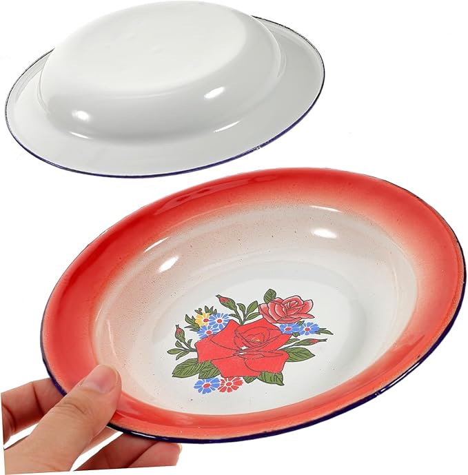 GLEAVI 2pcs Vintage Floral Ceramic Plates Thick Antique Appetizer Holders Decorative Food Trays for Entertaining and Home Décor