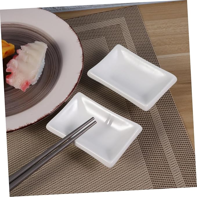Veemoon Rectangle Soy Dish 2 Pcs 3 Inch Sauce Plates for Appetizer Serving Japanese-style Condiment Plate