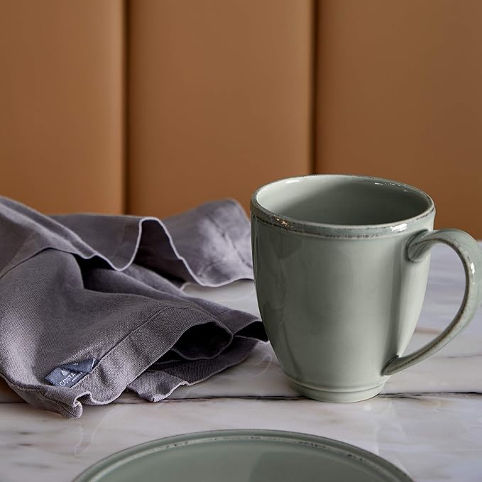 Costa Nova Ceramic Stoneware 5-Piece Place Setting Service for 1 - Friso Collection, Sage Green | Microwave & Dishwasher Safe Dinnerware Set | Food Safe Glazing | Restaurant Quality Tableware