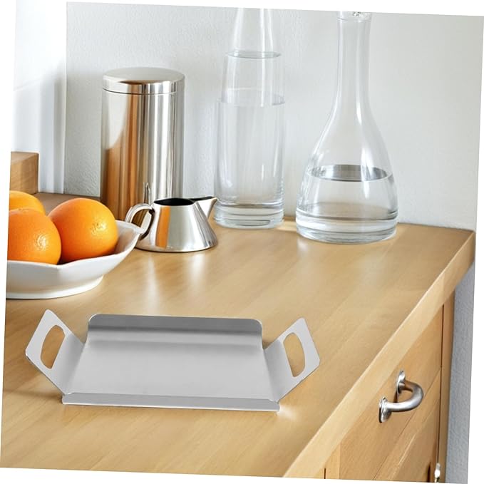 PRETYZOOM Silver Trays for Serving Stainless Steel Rectangular Dessert Tray Elegant Decor