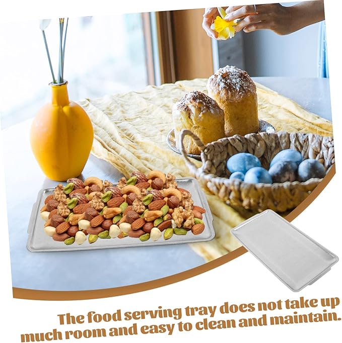 Mobestech Rectangular Serving Tray Practical Stainless for Desserts Snacks and Food Storage for Parties and Everyday Use