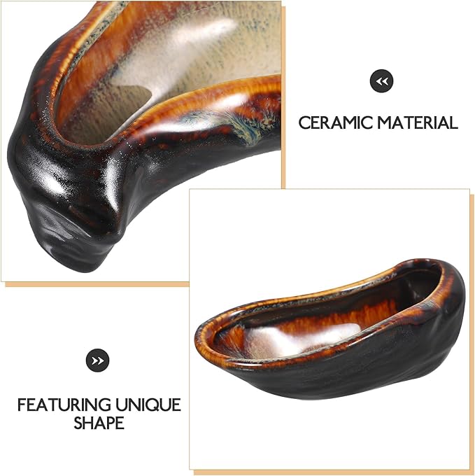SUPVOX Ceramic Oyster Dish Food Plate Vintage Style Rustic Glaze Serving Platter for Appetizers Small Side Dish Plate for Entertaining and Dining Use
