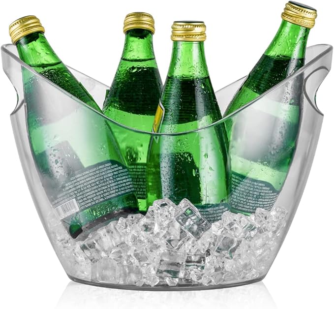 Ice Bucket Parties Wine Bucket Plastic Clear Acrylic For 8 Liter Plastic Tub Perfect for 5 Champagne, Wine or Beer Bottles(1 Pieces,8 Liter)