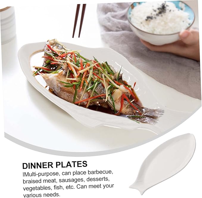 Ceramic Fish Shaped Plate for Home and Restaurant Unique Creative Dish for Snack Storage Elegant Tableware for Appetizers and Desserts White Design