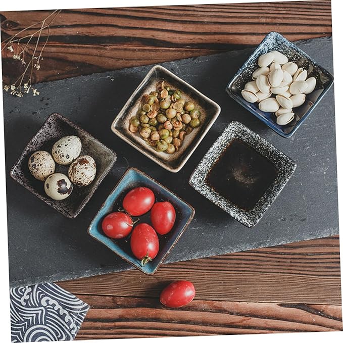 5pcs Japanese Style Ceramic Sushi Plate Multi-functional Snack Plates for Dipping Sauces Appetizers and Desserts Random Colors and