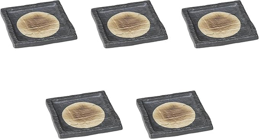 Set of 5, Spring Moon Kakubuchi Appetizer Plate, 6.9 x 1.2 inches (17.5 x 3 cm), Medium Bowl, Setomonohonpo
