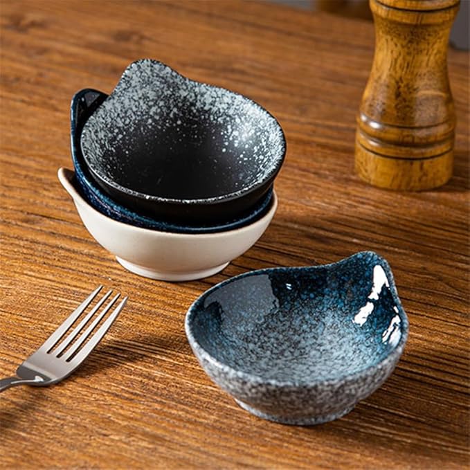 Appetizer Plates Home Restaurant Dip Dish Seasoning Dish Soy Sauce Vinegar Dish Ceramic Sushi Snack Seasoning Bowl for Condiment(Yao Hei)