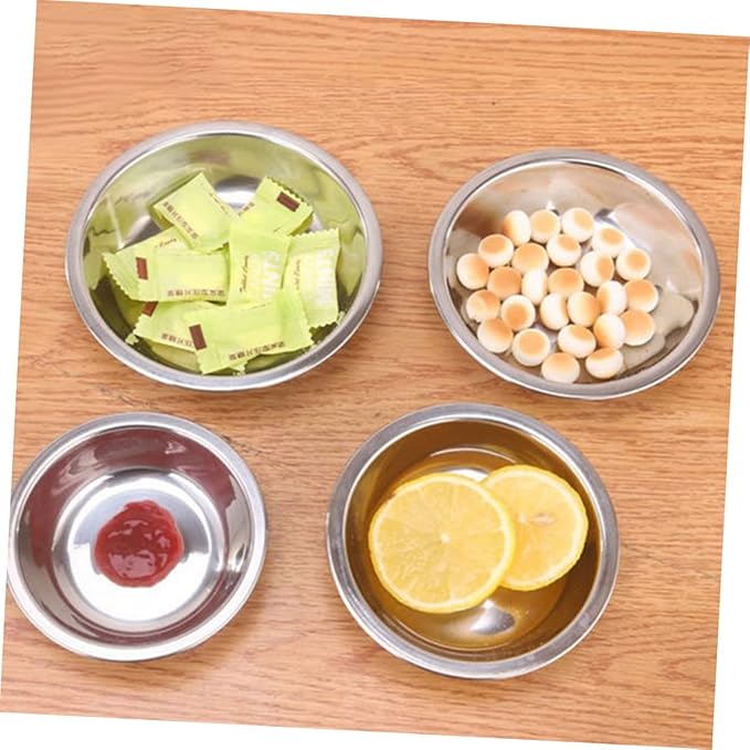 12pcs Stainless Steel Plate Vinegar Holders Salad Bowl Soy Mini Dipping Plates Stainless Steel Bowls Sauce Dipping Bowls Dipping Sauce Cups Appetizer Tray Seasoning Child Metal