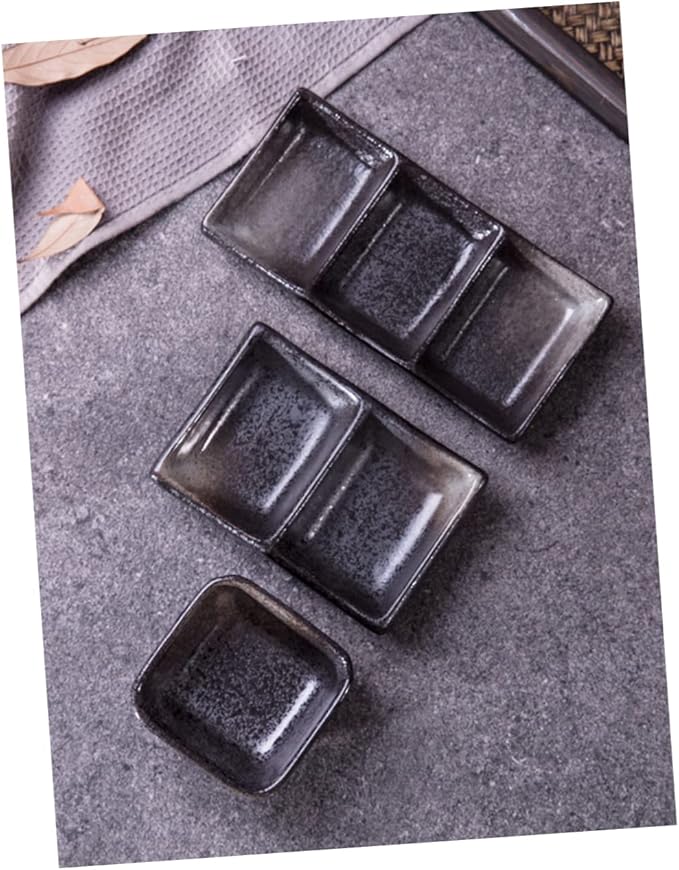 Cabilock 2pcs Ceramic Sauce Dishes Square Flavor Seasoning Bowls Versatile Appetizer Plates for Dipping Sauces Fruits and Snacks for Home Catering and Parties