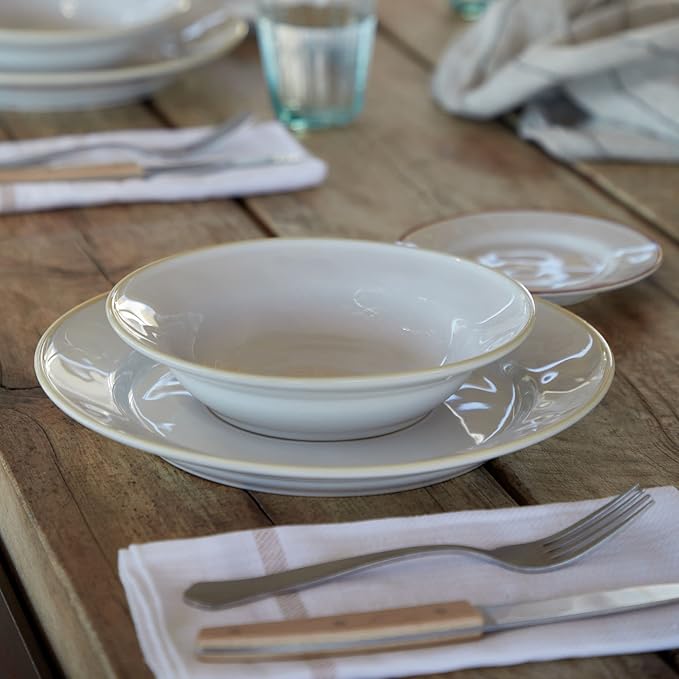 Costa Nova Ceramic Stoneware 11'' Dinner Plate - Beja Collection, White & Cream | Microwave & Dishwasher Safe Dinnerware | Food Safe Glazing | Restaurant Quality Tableware