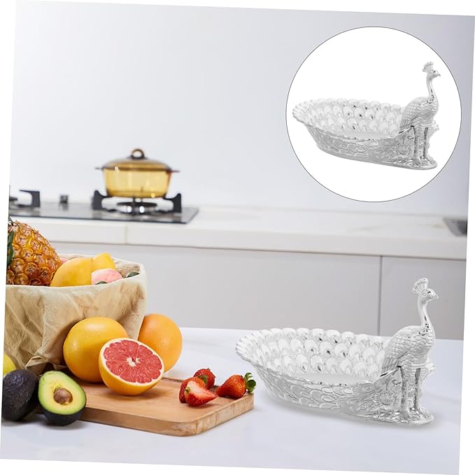 Decorative Peacock-shaped Fruit Platter for Parties Elegant Metal Serving Tray for Snacks Cakes and Treats for Tea Parties and Home Decor
