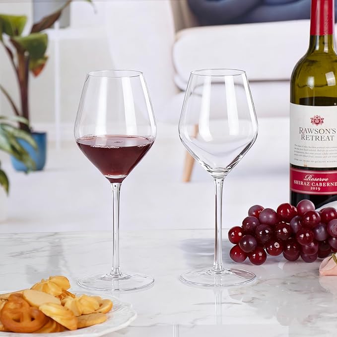 KAMMAK Wine Glasses Crystal Red and White Wine Glasses Set of 2, 16oz Hand Blown Large Glass with Long Stem, Premium Glassware for Wine tasting, Birthday Gift, Party, Anniversary