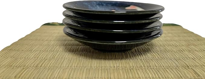 Japanese Mino Ware Ceramic Petite Plate Set, Nishikigoi carp Pattern, 3.54 x 0.59 Inches For Appetizer, Dessert, Sushi sauce, Set of 4
