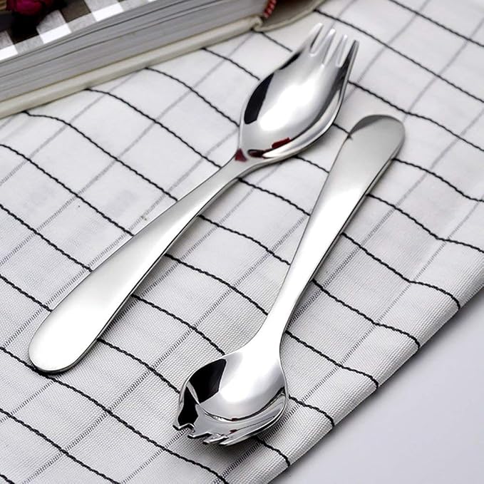 6-Pack Mini Stainless Steel Sporks, Back to school lunch supplies Fruit Appetizer Dessert Salad Flatware Set, 5.9-Inch Long(S)
