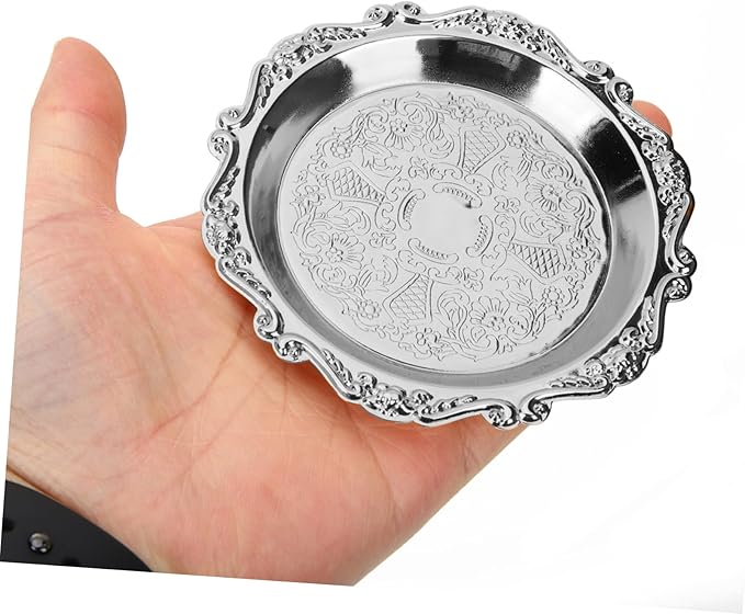 6-Pack Mini Snack Plates 4-Inch Vintage Metal Serving Trays for Fruits Nuts and Candy Decorative Serving Platters for Parties and Gatherings