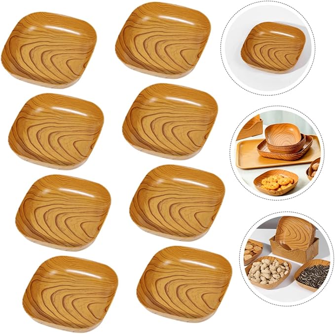 Veemoon Square Wood Bread Dipping Plate - Natural Palm Leaf Dinnerware for Appetizers and Snacks