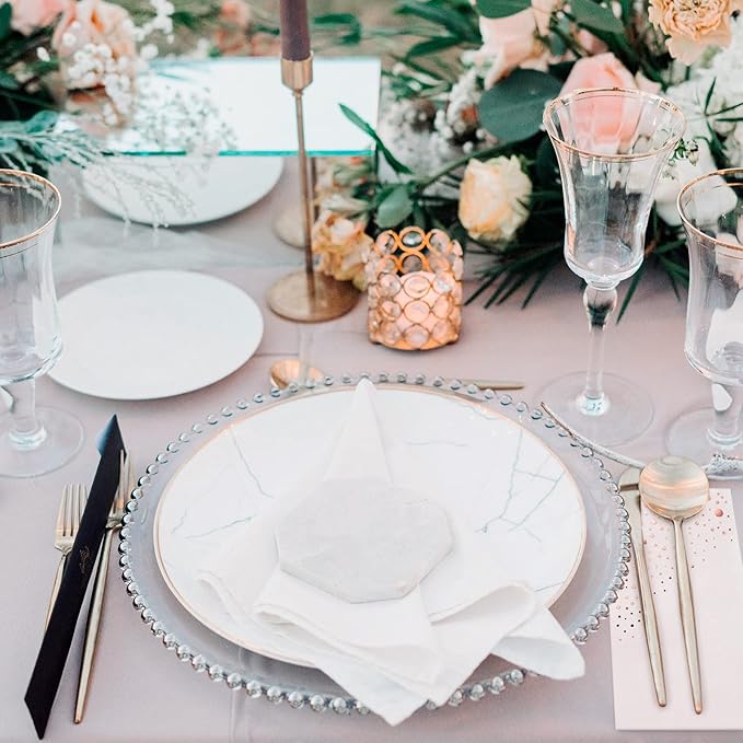 Stylish Rose Gold Napkins, 100 Disposable Rose Gold Napkins for Party, 7.5 x 4.25 Inch White and RoseGold Dinner Napkins, 3-Ply Paper Napkins, RoseGold Party Napkins