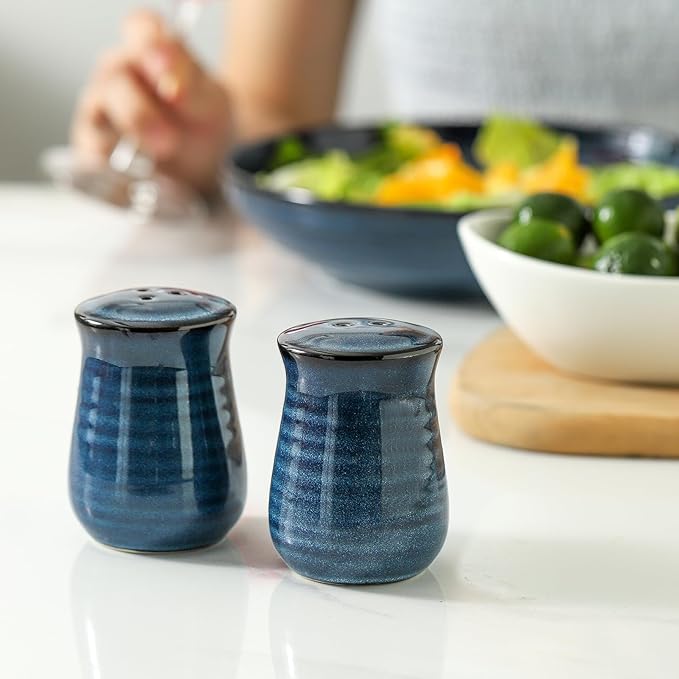 glowworm Blue Salt and Pepper Shakers Set, Ceramic Salt and Pepper Shakers, Farmhouse Kitchen Decor for Home Restaurants, Spice Shaker for Cooking Baking BBQ