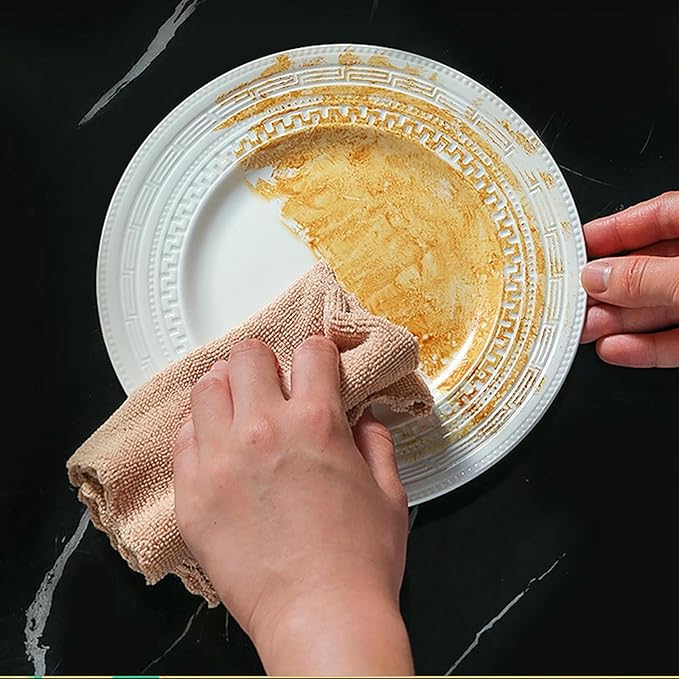Household striped ceramic plates, pure white underglaze tableware - 4 person food 31 pieces