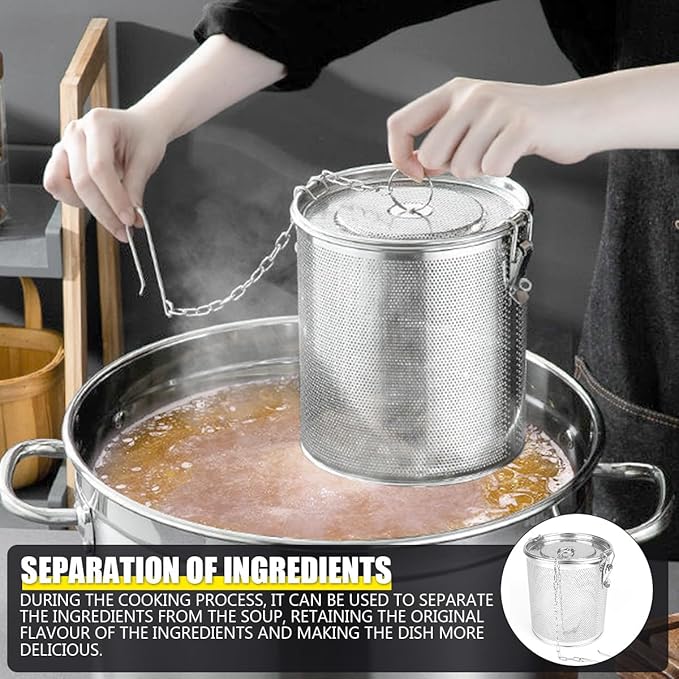 Stainless Steel Spice Filter Seasoning Strainer Cooking Spice Filter Loose Leaf Tea Infuser for Home Restaurant, 6.3x6.8 Inch