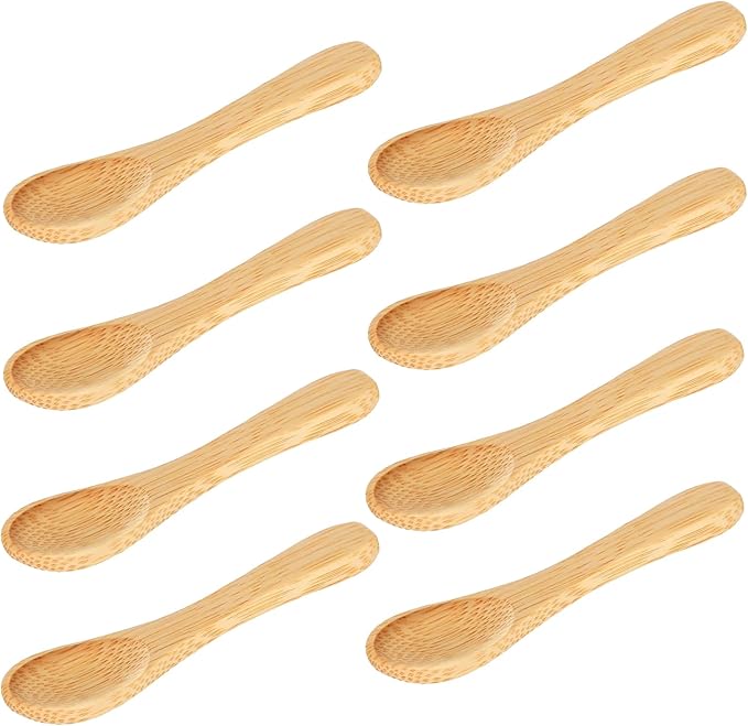 8 Pcs Small Wooden Spoons,3.5 Inch Mini Handmade Bulk Nature Tiny Spoons Little Wooden Teaspoons for Jars Sugar Creamer Honey Spices Salt Kitchen Supplies