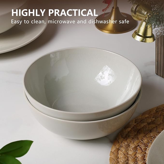 Ceramic Dinnerware Sets-12 Pieces Set, Plates Pasta Bowls Soup Bowls, Modern Stoneware Dishes, Reaction Glaze Black (Sky white)
