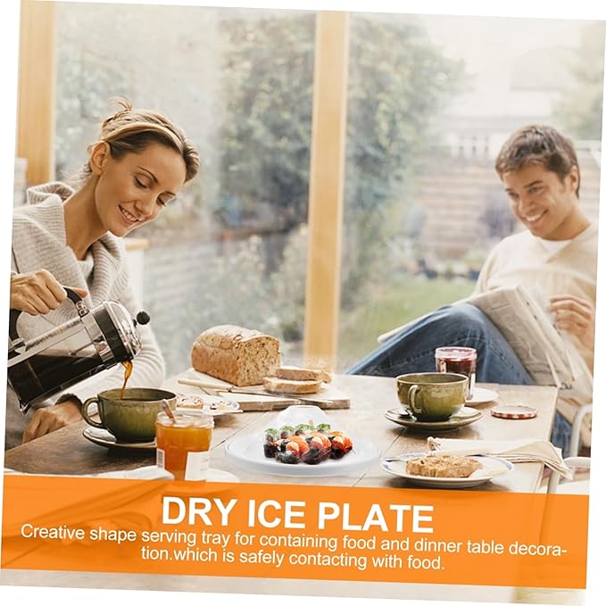 Cabilock Dry Ice Serving Plate Round Tray Smoke Effect Dishwasher Safe Food Presentation Dish for Restaurants and Catering for Parties and Events