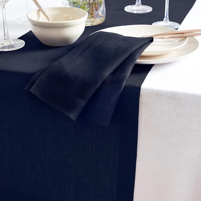 Solino Home 100% Pure Linen Dinner Napkins Set of 6 – 20 x 20 Inch Indigo Navy Cloth Napkin – Sonoma Collection, Elegant Table Accent for Seasonal Celebrations, Machine Washable