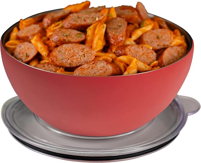 served Large Insulated Serving Bowl with Lid (100oz/3QT) - Double-Walled Stainless Steel Bowl for Hot & Cold Food - Vacuum Insulated, Spill-Resistant Thermal Bowl for Parties, Casseroles, Tailgates