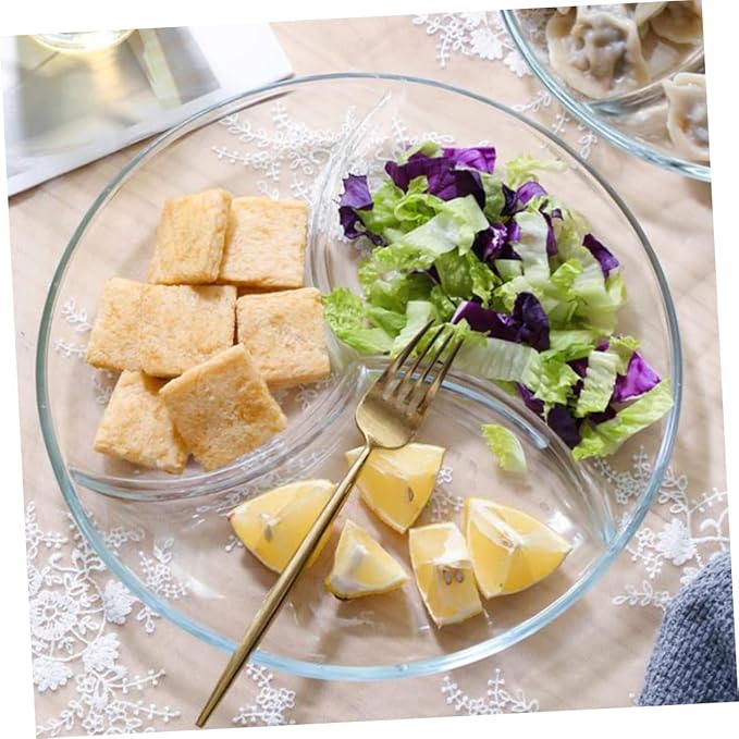 Ciieeo Serving Tray Fruit Salad Plate Compartment Dessert Plate Glass Tableware