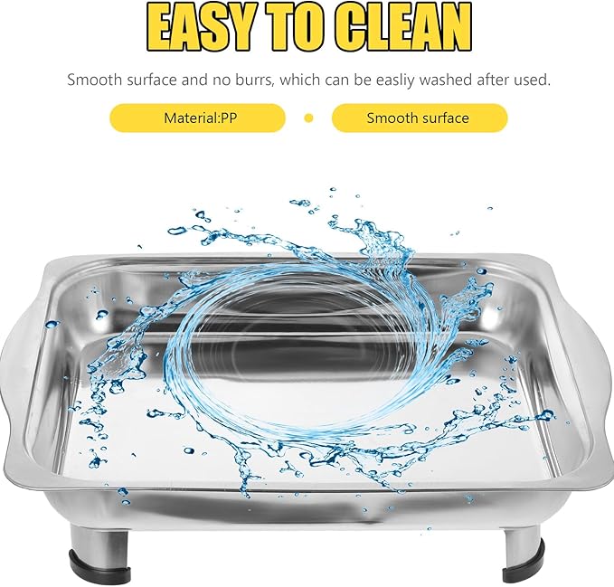 Uonlytech Stainless Steel Serving Tray with Lid 35x27x5cm 440g Rectangular Buffet Food Holder for Catering Kitchen and Party Use