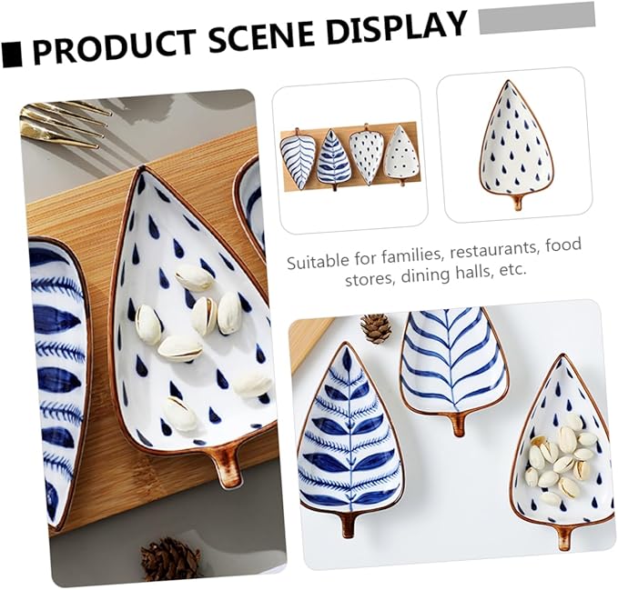 Zerodeko Leaf Shape Mini Ceramic Sauce Plate Dish Plate for Appetizers Desserts