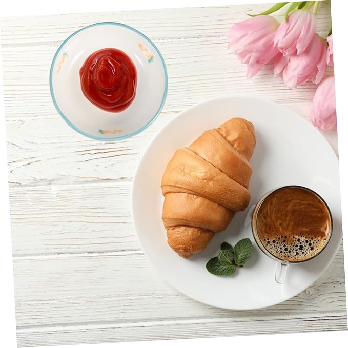Cabilock 2pcs Ceramic Dipping Plates for Sauces and Appetizers Cute Assorted Design for Family Dining and Restaurant Use for Storage of Seasonings and Dips