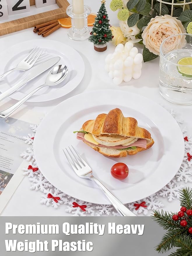 WDF 300PCS Silver Plastic Forks - Heavy Duty Plastic Forks Disposable - Sturdy&Durable Plastic Silverware Bulk for Wedding/Christmas Party/Daily Using