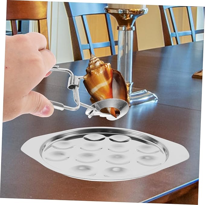 LIFKOME 1set Escargot Plate Compartments Snail Mushroom Serving Tray Food Grade Stainless Steel for Seafood Snails and Appetizers