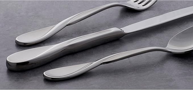 Oneida Silverware Set, Satin Aquarius 5 Piece Fine Flatware Place Setting Set, Service for 1, 18/10 Stainless Steel, Dishwasher Safe, Knives Spoons And Forks Sets, Home And Kitchen (Silver, 5 Pieces)