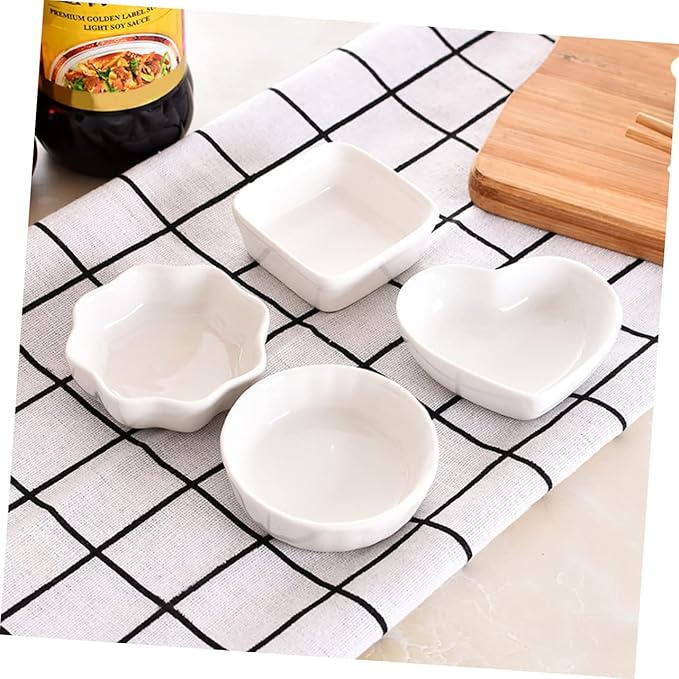 2PCS White Ceramic Dishes Japanese Style Square Appetizer Plates for Dipping Sauces Seasoning and Condiments Easy to Clean Porcelain Kitchen Serving Dish