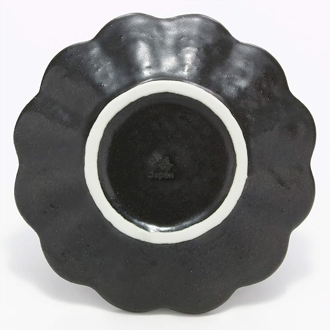 Mino Ware 555-0045 Kaneko Komohei Linka Plate, Serving Plate, Black, Kneeling Flowers, Diameter 5.5 inches (14 cm), Microwave and Dishwasher Safe, Made in Japan