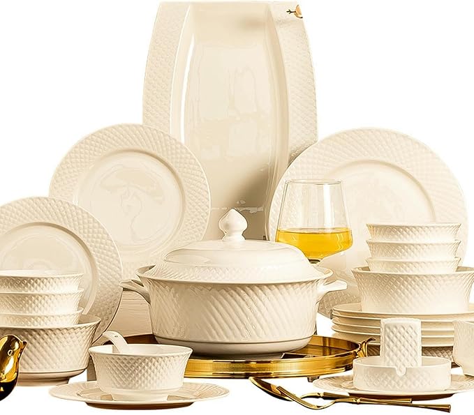 Ceramic household underglaze dishes Nordic household pure white tableware-10 pieces for 2 people [ box]