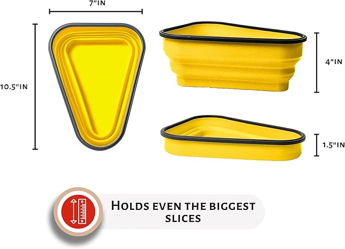 The Perfect Pizza Pack™ - Reusable Pizza Storage Container with 5 Microwavable Serving Trays - BPA-Free Adjustable Pizza Slice Container to Organize & Save Space, Yellow