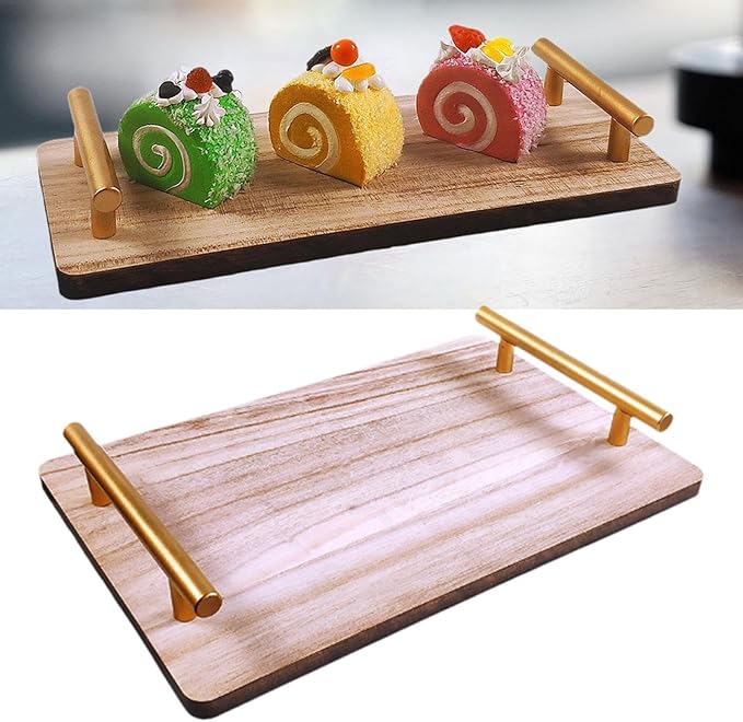 Elegant Donut Serving Tray with Convenient Handle for Desserts, Golden