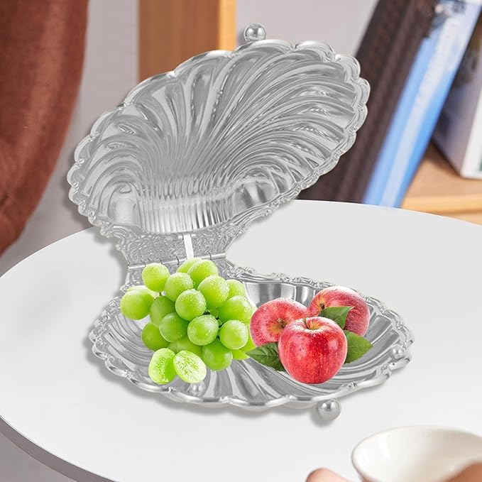 Fruit Bowl Bread Tray Home Fruit Platter Decor Serving Tray for Snacks Salad Dining Table Kitchen Counter Dessert, Silver S