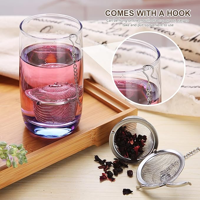 Tea Strainers with Lid, Stainless Steel Fine Mesh Loose Leaf Tea Steeper Infuser (1, L)