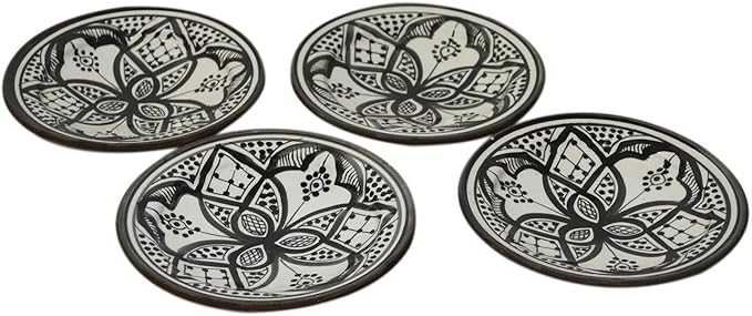K-Musculo Moroccan Ceramic Plates Handmade Appetizer Tapas Serving Set Of 4 plates